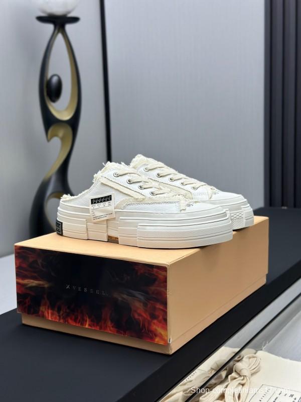 2025 Unisex XVESSEL White Canvas Plimsolls Vulcanized AS00240