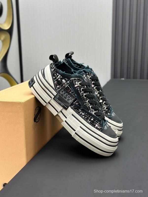 2025 Unisex XVESSEL Black White Canvas Platform Vulcanized Sneakers AS00260