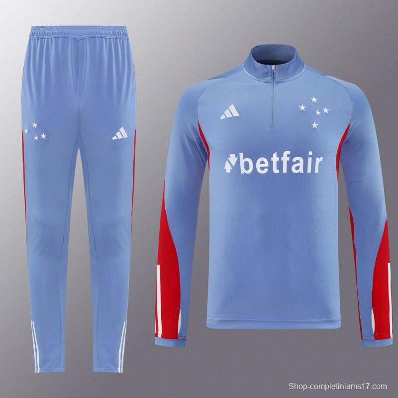 25/26 Cruzeiro Bluish Gray Navy Half Zipper Jacket+Long Pants