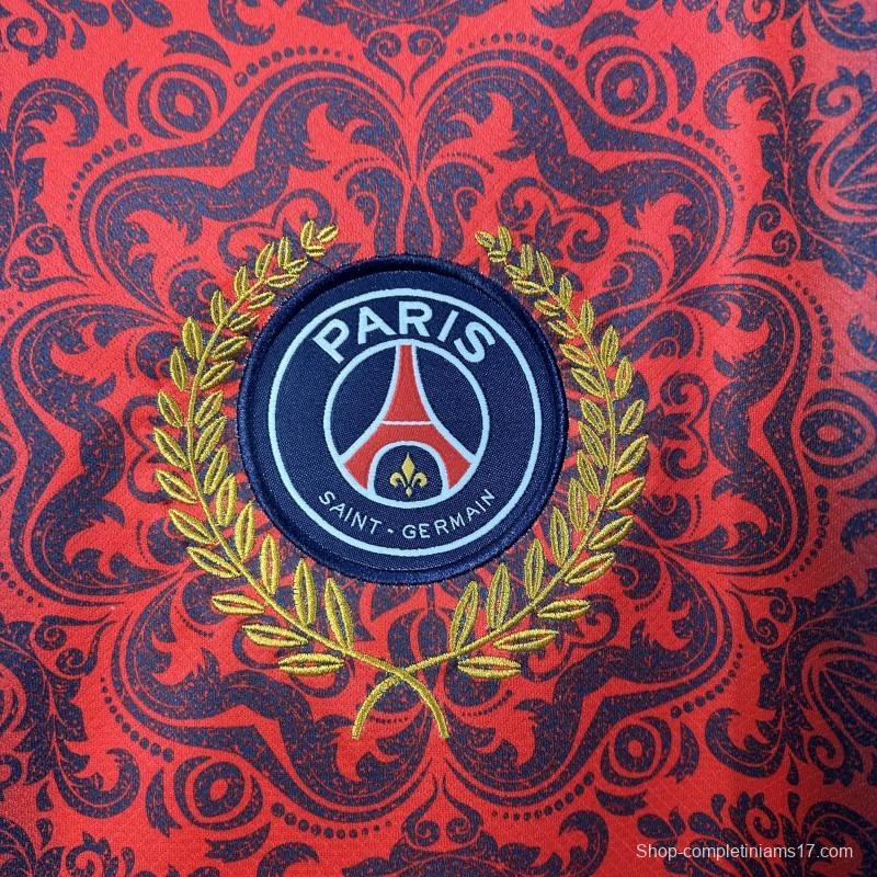 25/26 PSG  Paris Saint-Germain Navy with Red Ornate Pattern Jersey