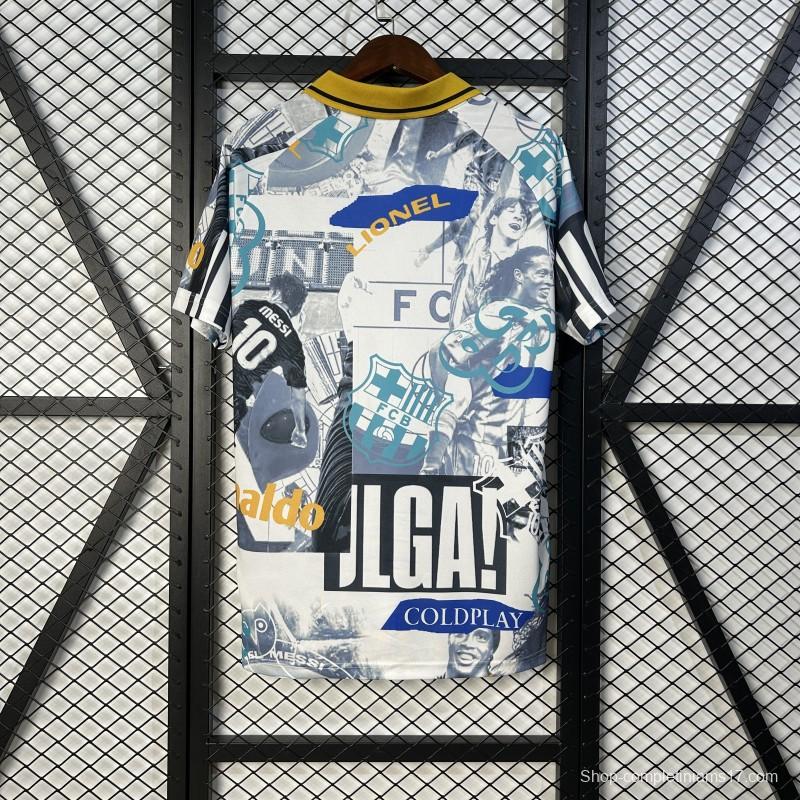 25/26 FC Barcelona White with Collage Art Jersey