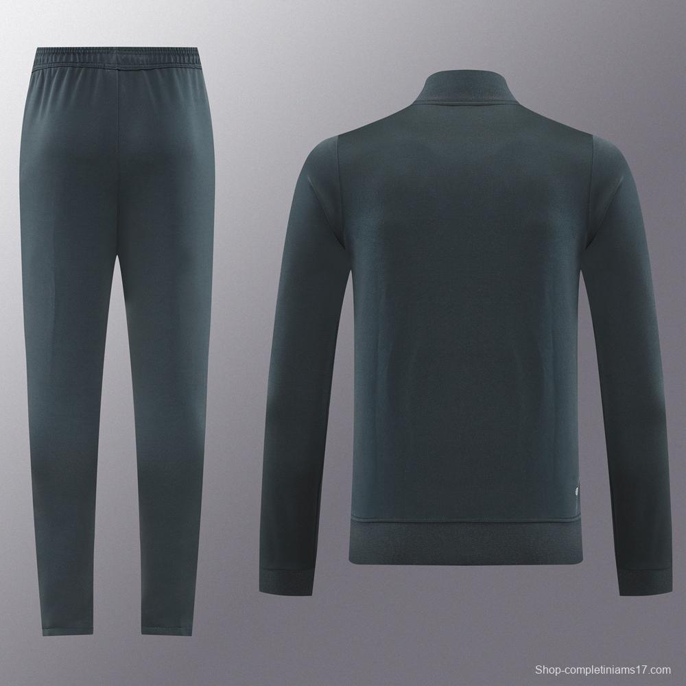 2025 Adidas Dark Grey Full Zipper Jacket +Long Pants