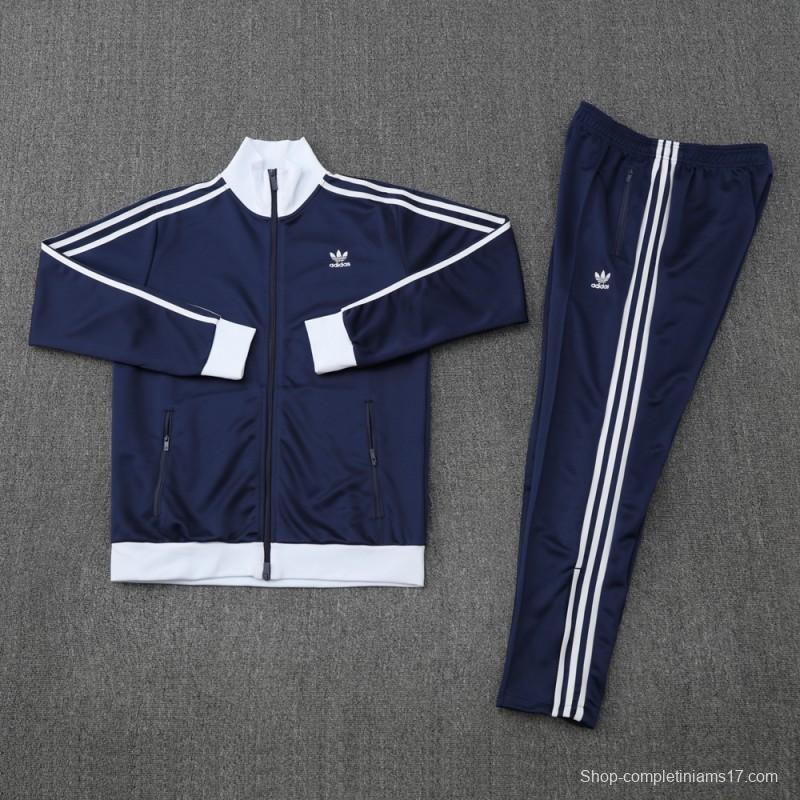 2025 Adidas Original Navy Full Hoodie Zipper Jacket +Long Pants