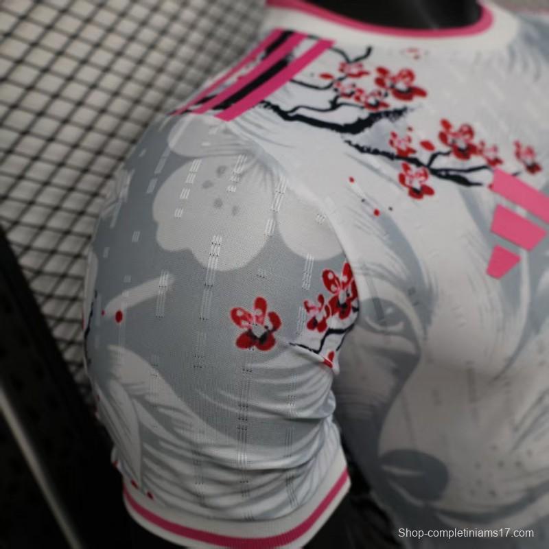 Player Version 2025 Japan White with Fox and Cherry Blossom Pattern Jersey