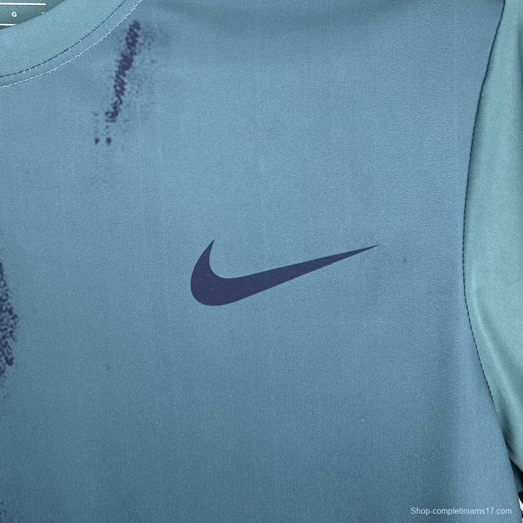 2025 NIKE Training Light Blue with Abstract Paint Brush Pattern T-Shirt #1045