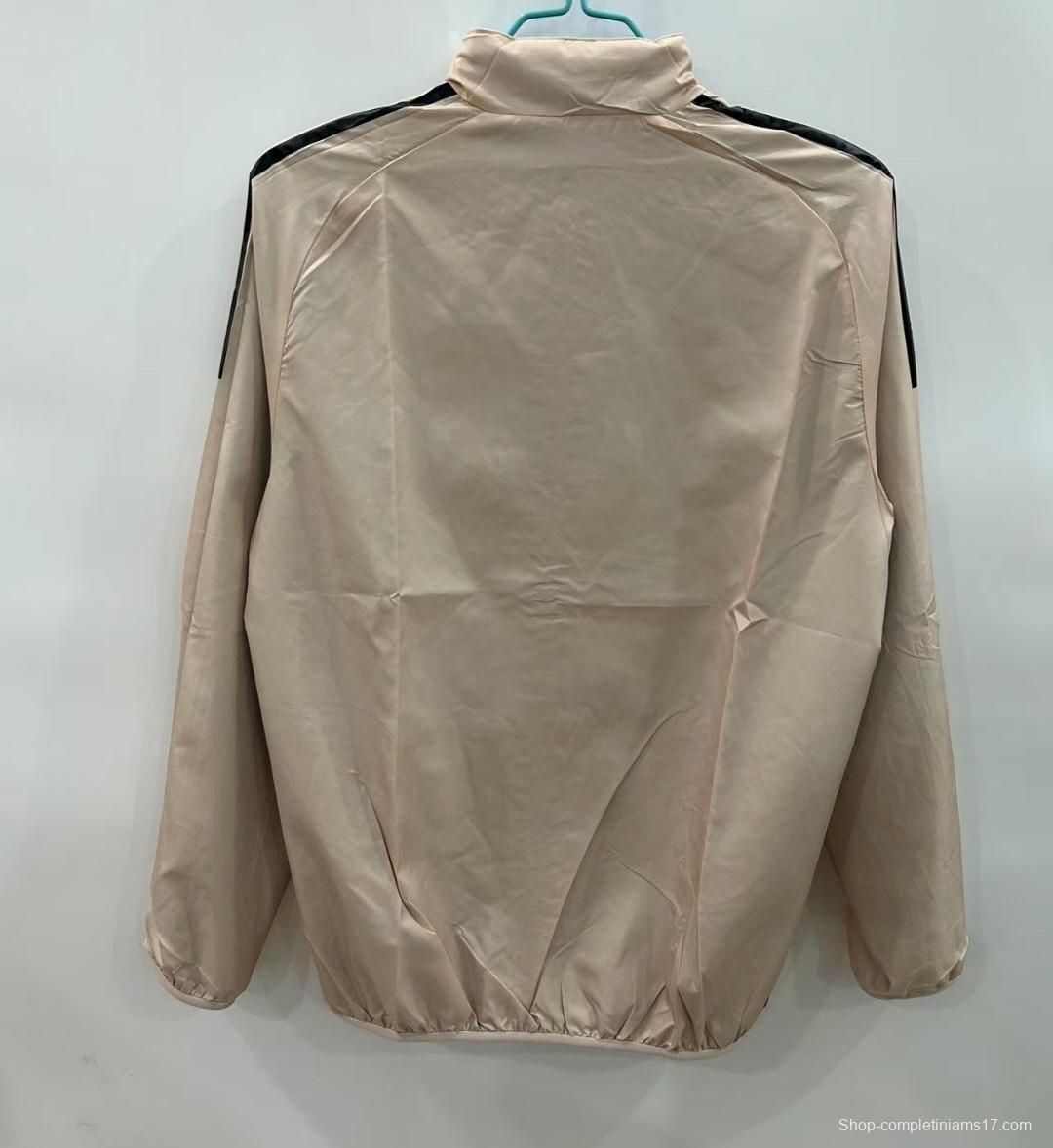 2025 Italy Light Blue/Beige with Floral Pattern Reversible Windbreaker