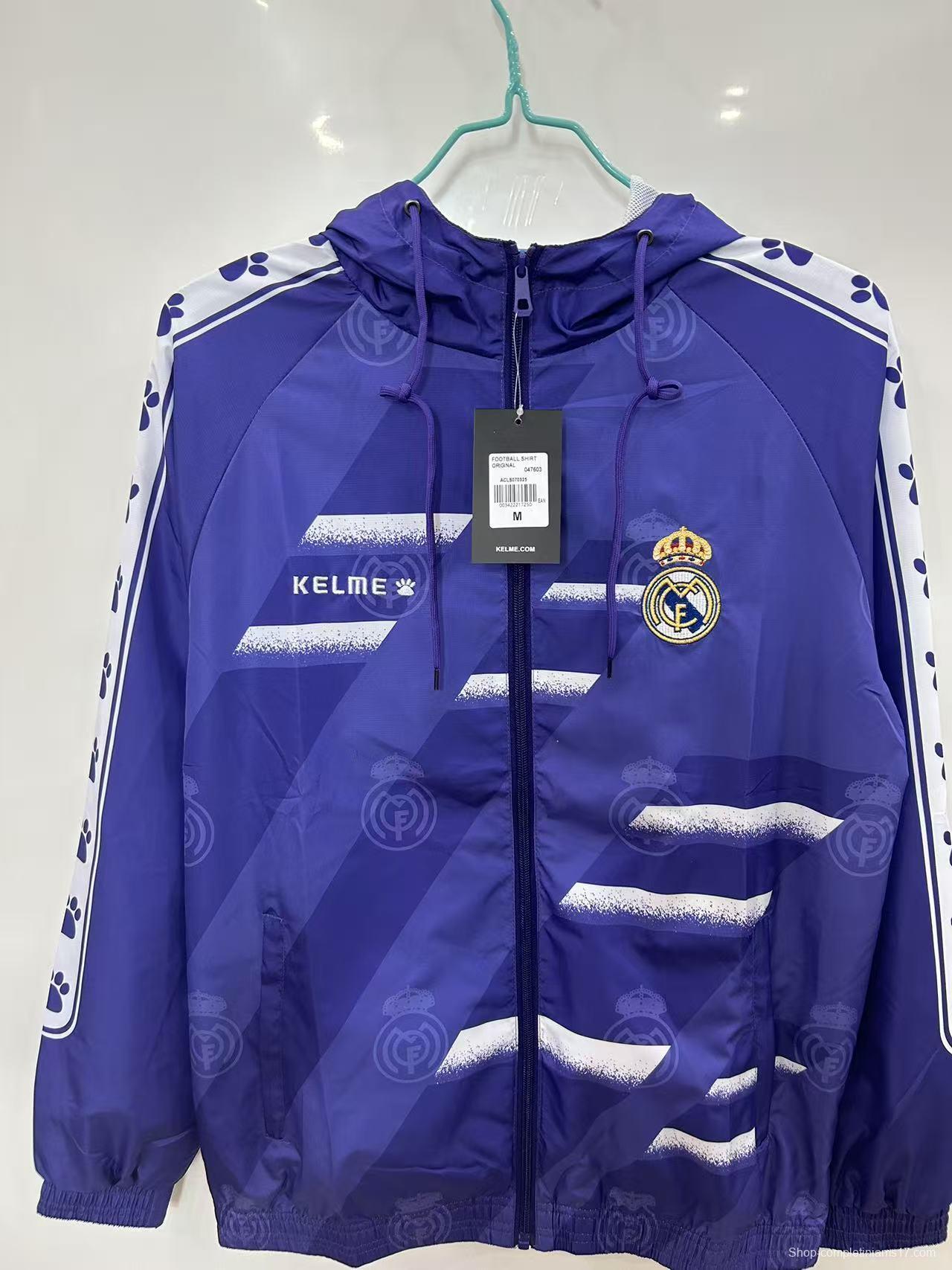25/26 Real Madrid Purple with White Spray Pattern Windbreaker