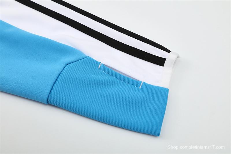 Retro 12/13 Real Madrid White/Blue Half Zipper Jacket+Long Pants