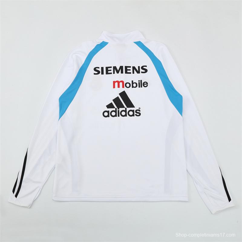Retro 03/04 Real Madrid White Half Zipper Jacket