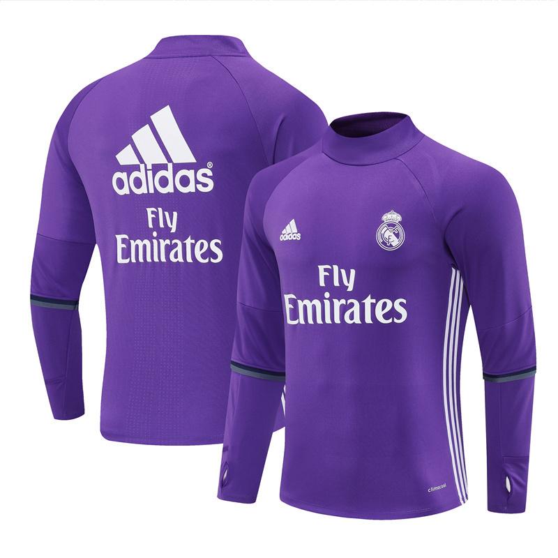Retro 16/17 Real Madrid Purple Half Zipper Jacket+Long Pants