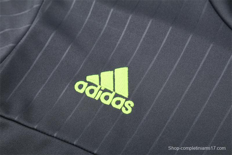 Retro 15/16 Real Madrid Dark Grey Half Zipper Jacket+Long Pants