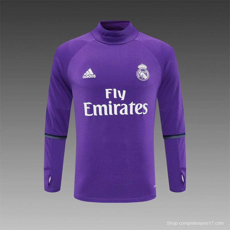 Retro 16/17 Real Madrid Purple Half Zipper Jacket