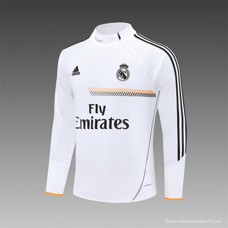 Retro 13/14 Real Madrid White Half Zipper Jacket