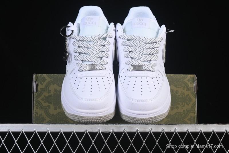 Nike Air Force 1 '07 Low Gucci Collaboration Light Gray Denim Glow-in-the-Dark Low-Top Casual Sneakers - XX3168-197
