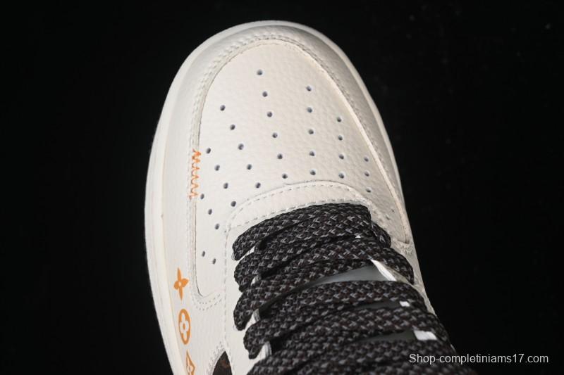 Nike Air Force 1 '07 Low LV Collaboration Beige Brown Patchwork Casual Sneakers - DD1982-302