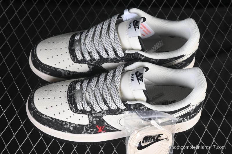 Nike Air Force 1 '07 Low LV Collaboration Denim Beige Black Stitching Casual Sneakers - MZ9588-815