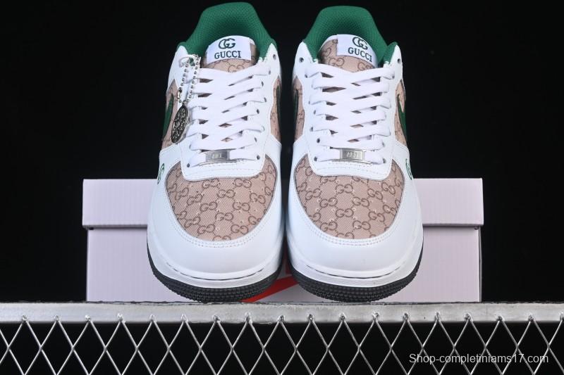 Nike Air Force 1 '07 Low Gucci Collaboration Pattern Grass Green Casual Sneakers - AH8462-004