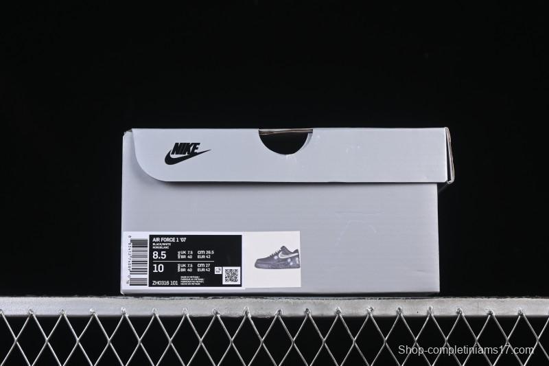 Nike Air Force 1'07 Low Two-Dimensional Theme Black Space Casual Sneakers - ZH0316-101