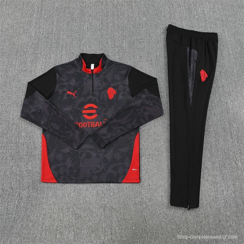 25/26 AC Milan Black Camouflage Half Zipper Jacket+Long Pants
