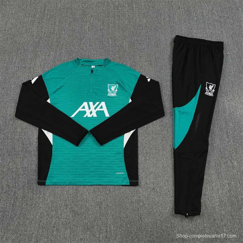 Player Version 25/26 Liverpool Green AD on Both Sleeves Half Zipper Jacket+Long Pants