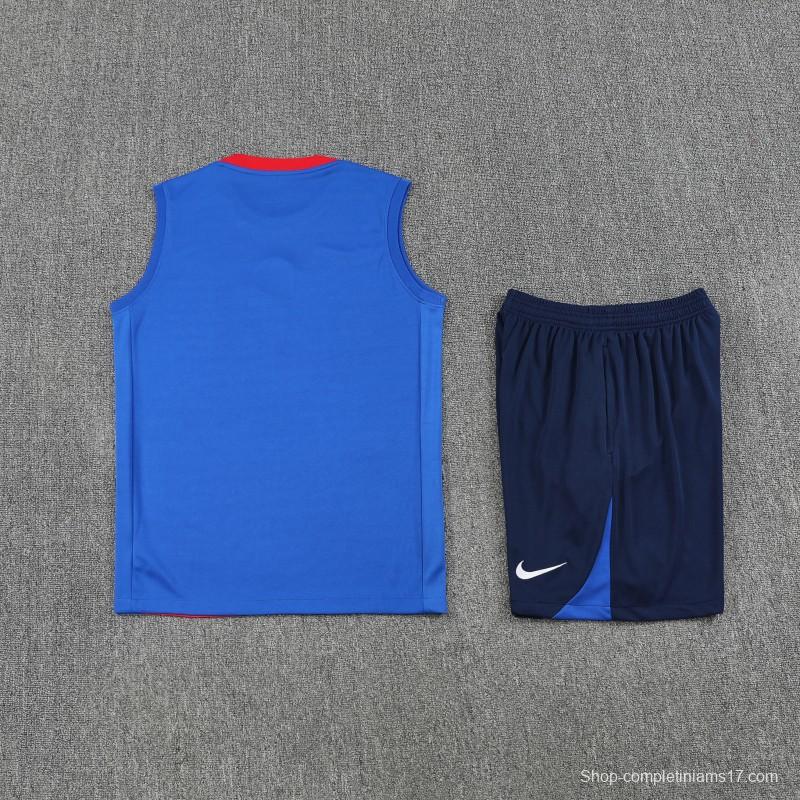 25/26 PSG Red/Blue Vest Jersey+Shorts