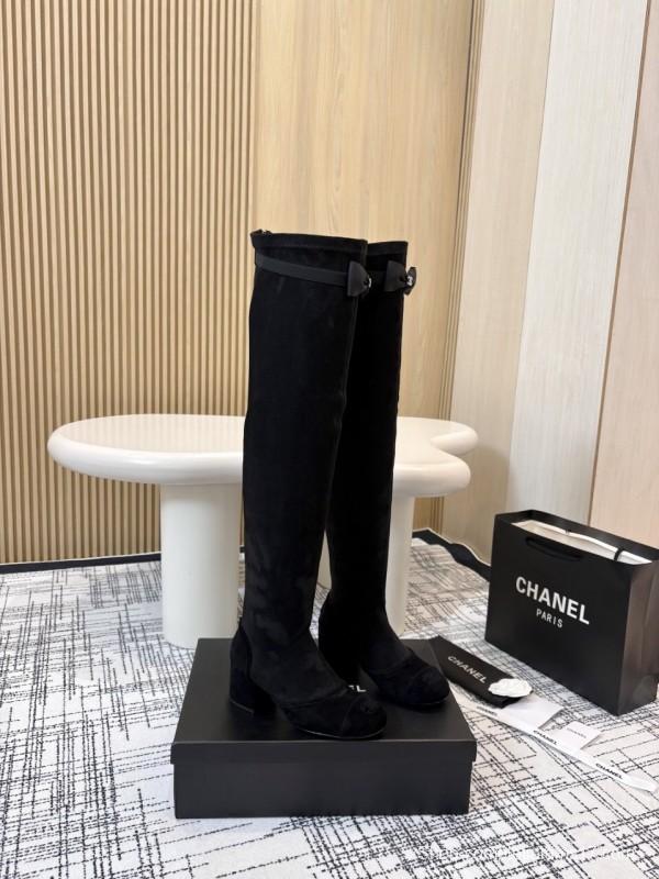 Chanel Classic Chunky Heel Back Zipper Long Boots - LY00360