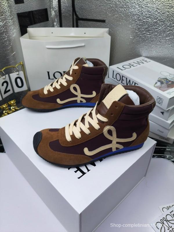 LOEWE High-Top German Training Sneakers Retro Fashion Casual White Shoes - LY00330