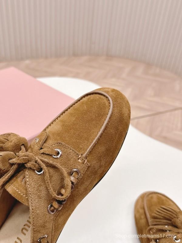 Miu Miu Fall Winter 2025 Tassel Loafer Mule with Beaded Accents - LY00320