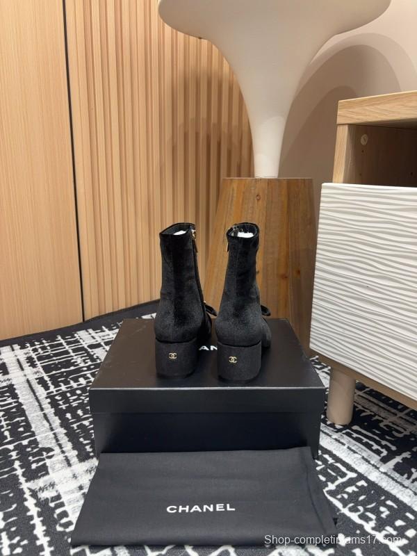 Chanel 2025/SS Bow CC Crystal Buckle Ankle Boots - LY00340/LY00350