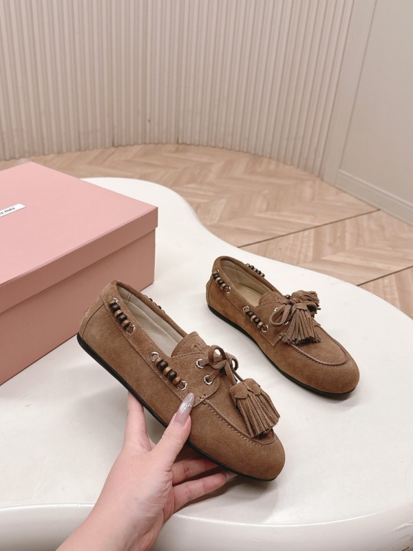 Miu Miu Fall/Winter 2025 Tassel Loafer Mule with Bead Accents - LY00330