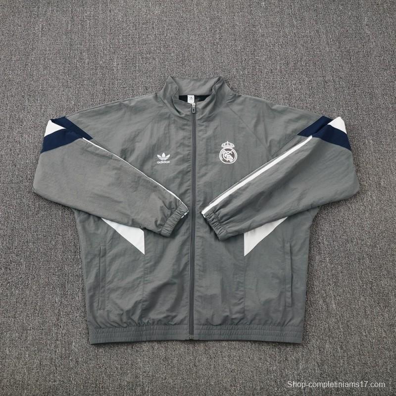 25/26 Real Madrid Grey S-3XL Half Zipper Jacket+Long Pants