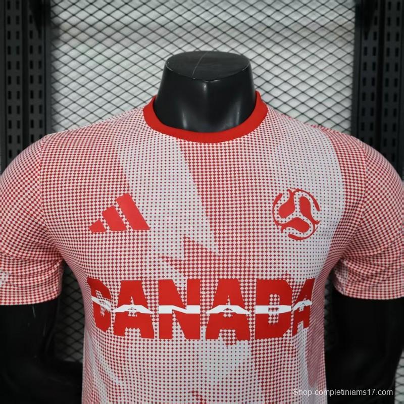 2025 Player Version  Canada Away White with Red Halftone Gradient Pattern World Cup Commemorative Jersey