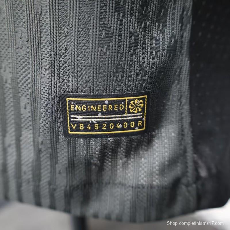 25/26 Player Version  Chelsea Away Dark Gray with Vertical Stripe Texture and Blue Piping Jersey