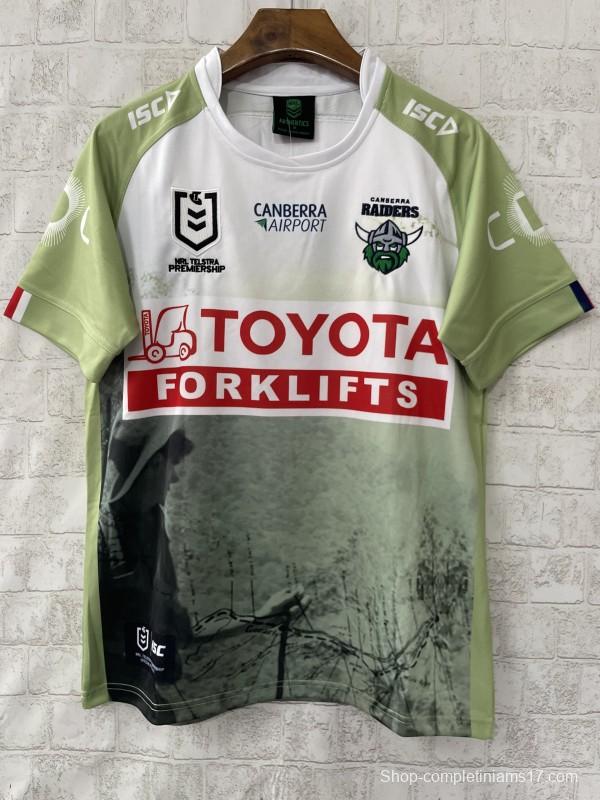 25/26 Canberra Raiders White Lime Green with War Memorial Graphic Jersey