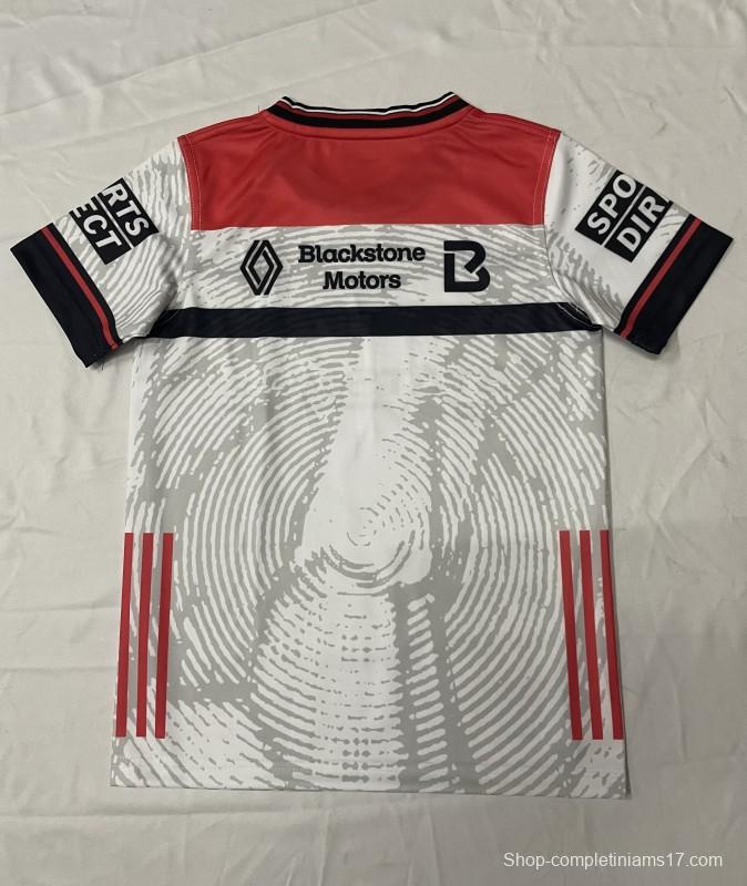 25/26 Kids Kildare GAA White with Red Shoulders and Circular Pattern Jersey