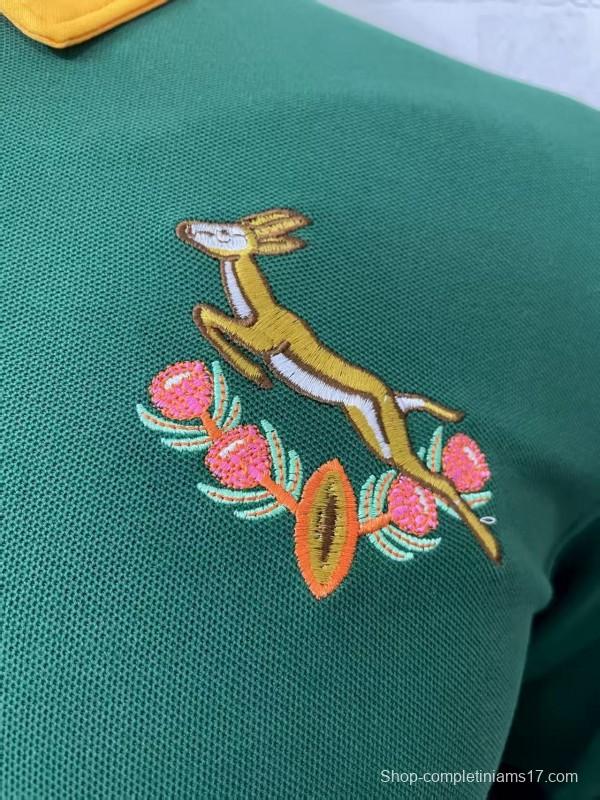 2026 South Africa Green Long Sleeve Polo Rugby Jersey