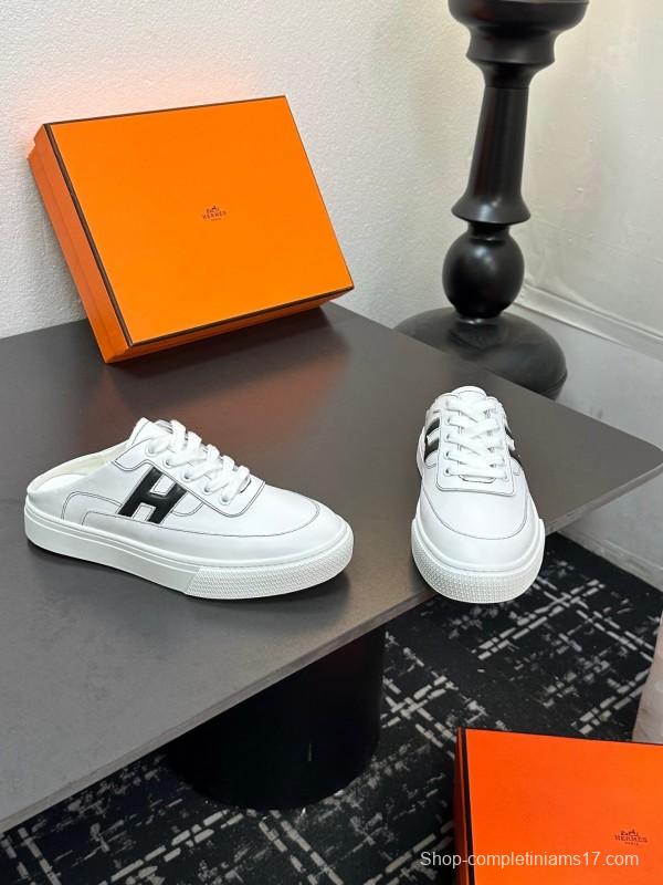 Hermès Deep Series Couple White Sneakers Casual Skate Shoes - AS00320