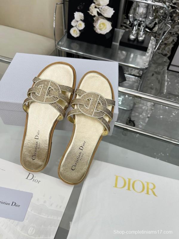 Dior D-Lane Sandals Hollow-out Monogram Flat Slides - LY00220/LY00260