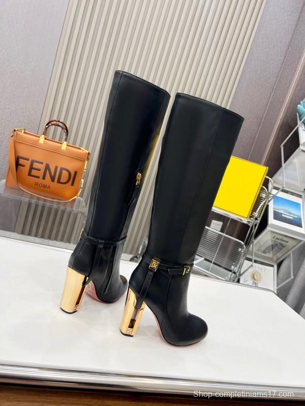 FENDI Delfina Round Toe Boots with FF Buckle - LY00520