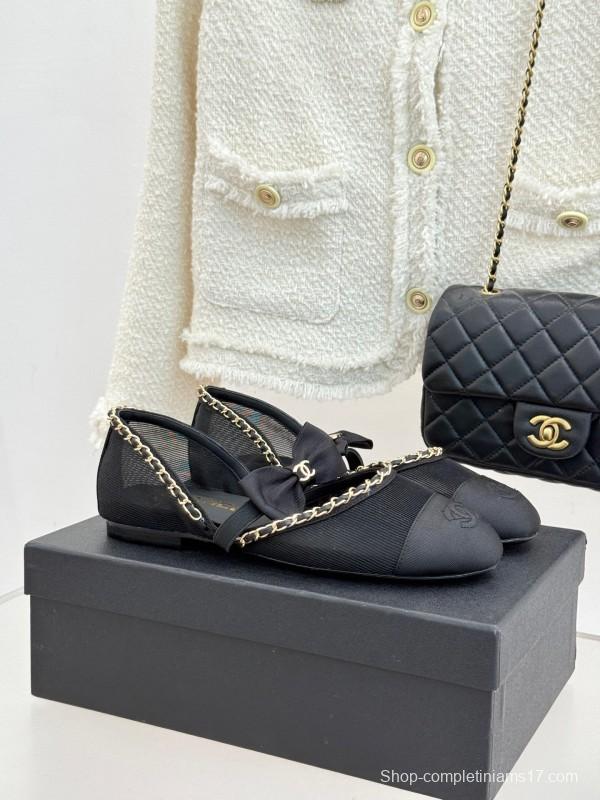 Chanel Spring Summer 2025 Hollow Chain Bow Mary Jane Shoes - KFY00290/KFY00300