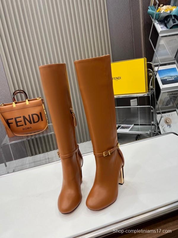 FENDI Delfina Round Toe Boots with FF Buckle - LY00520