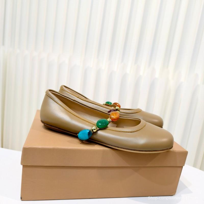 Gianvito Rossi Bohemian Style Turquoise Flat Ballet Shoes - LY00320