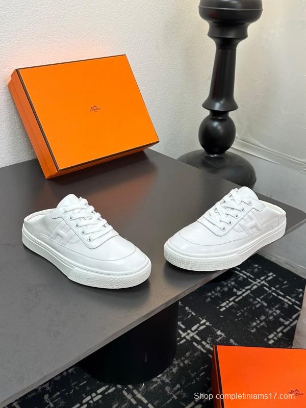 Hermès Deep Series Couple White Sneakers Casual Skate Shoes - AS00320
