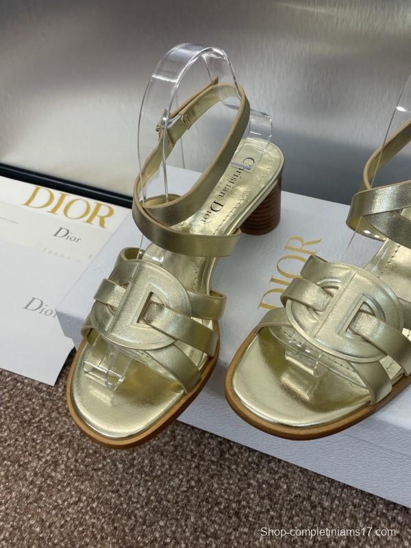Dior D-Club Jelly Color Hollow Layered Cross Strap Mid Heel Women Shoes - KFY00290