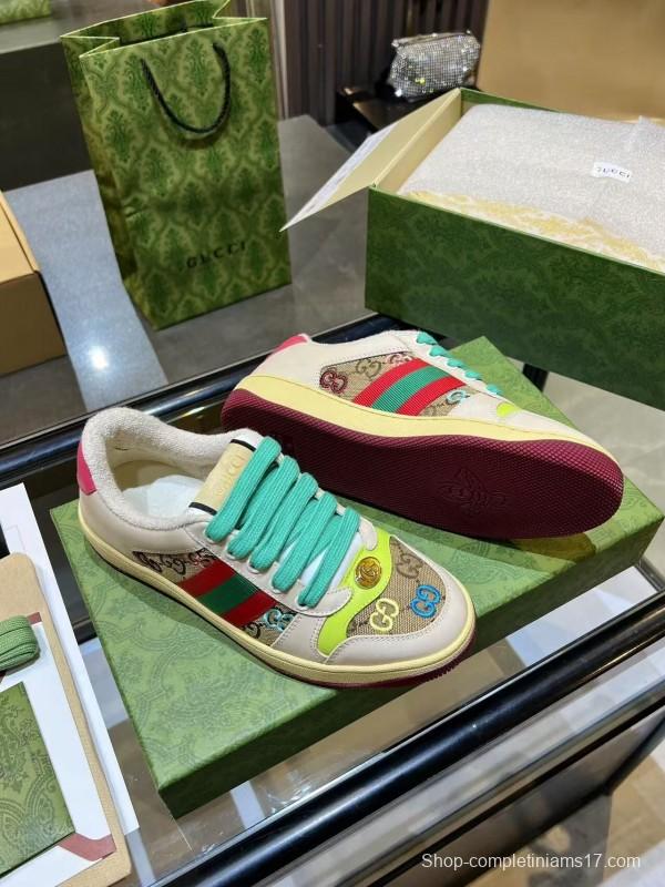 Gucci Distressed Sneakers 2025 SS Retro Design with Metal GG Logo - AS00270