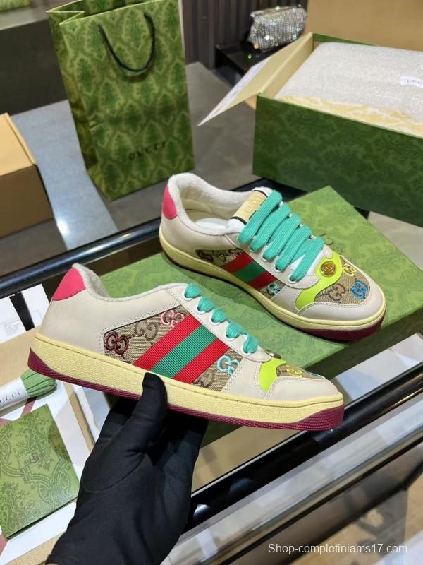 Gucci Distressed Sneakers 2025 SS Retro Design with Metal GG Logo - AS00270