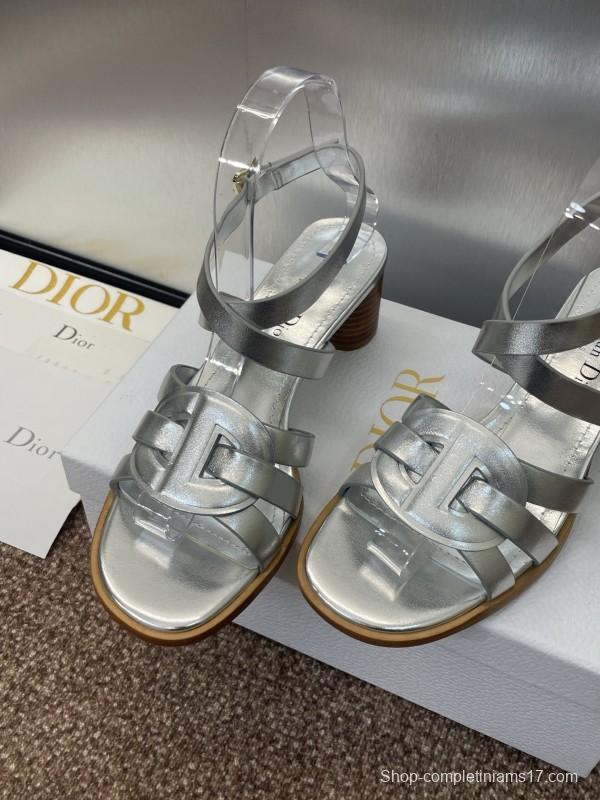 Dior D-Club Jelly Color Hollow Layered Cross Strap Mid Heel Women Shoes - KFY00290