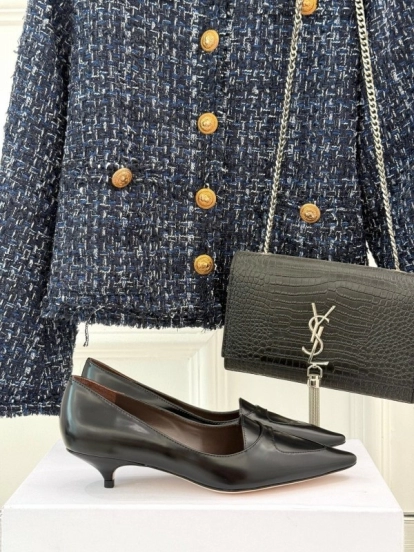 The Row Kitten Heel Pointed Toe High Heels Minimalist Design - KFY00320