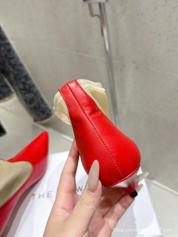 THEROW 2025SS French Retro Minimalist Style Mesh Kitten Heel Sandals - KFY00320