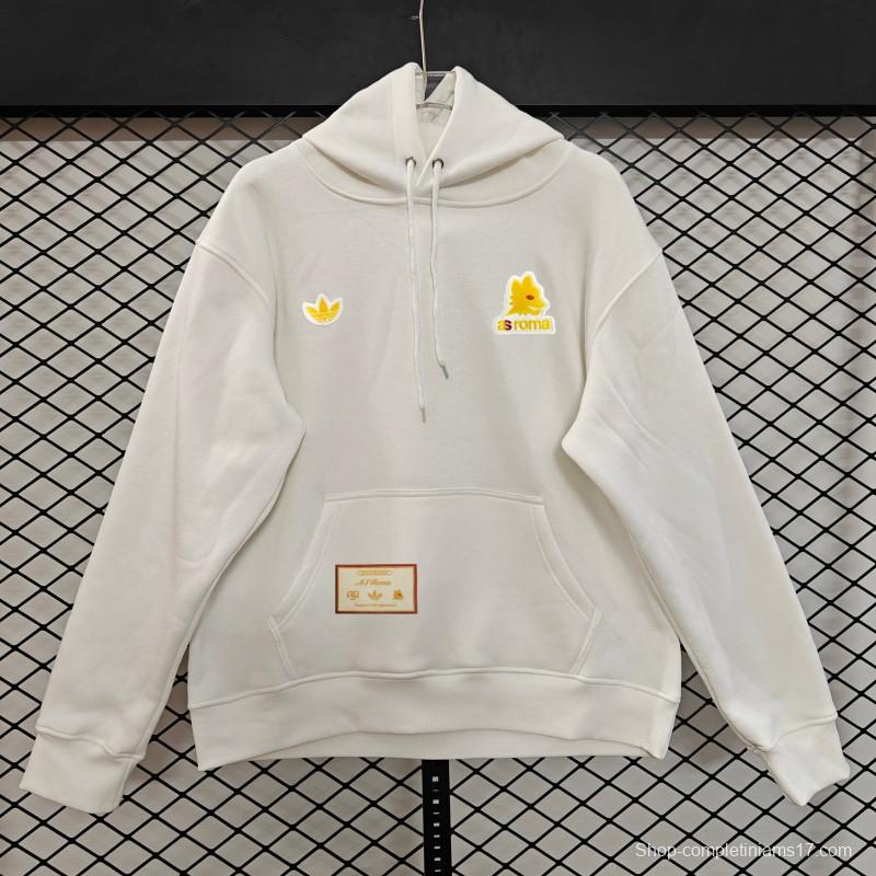 25/26 Adidas x AS Roma Retro  Embroidered Logo Hoodie 9 Colors